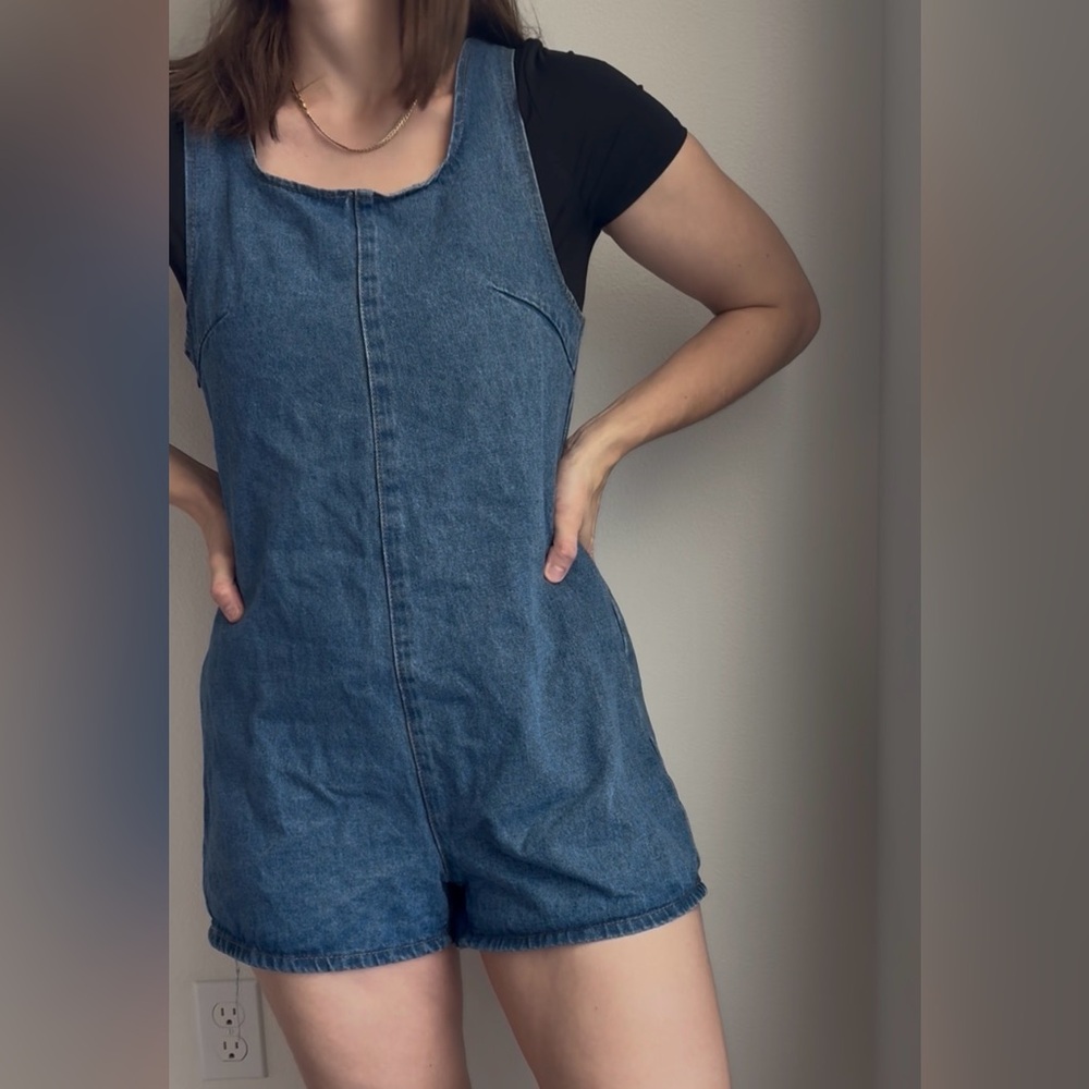Denim Blue tie back Women's Romper